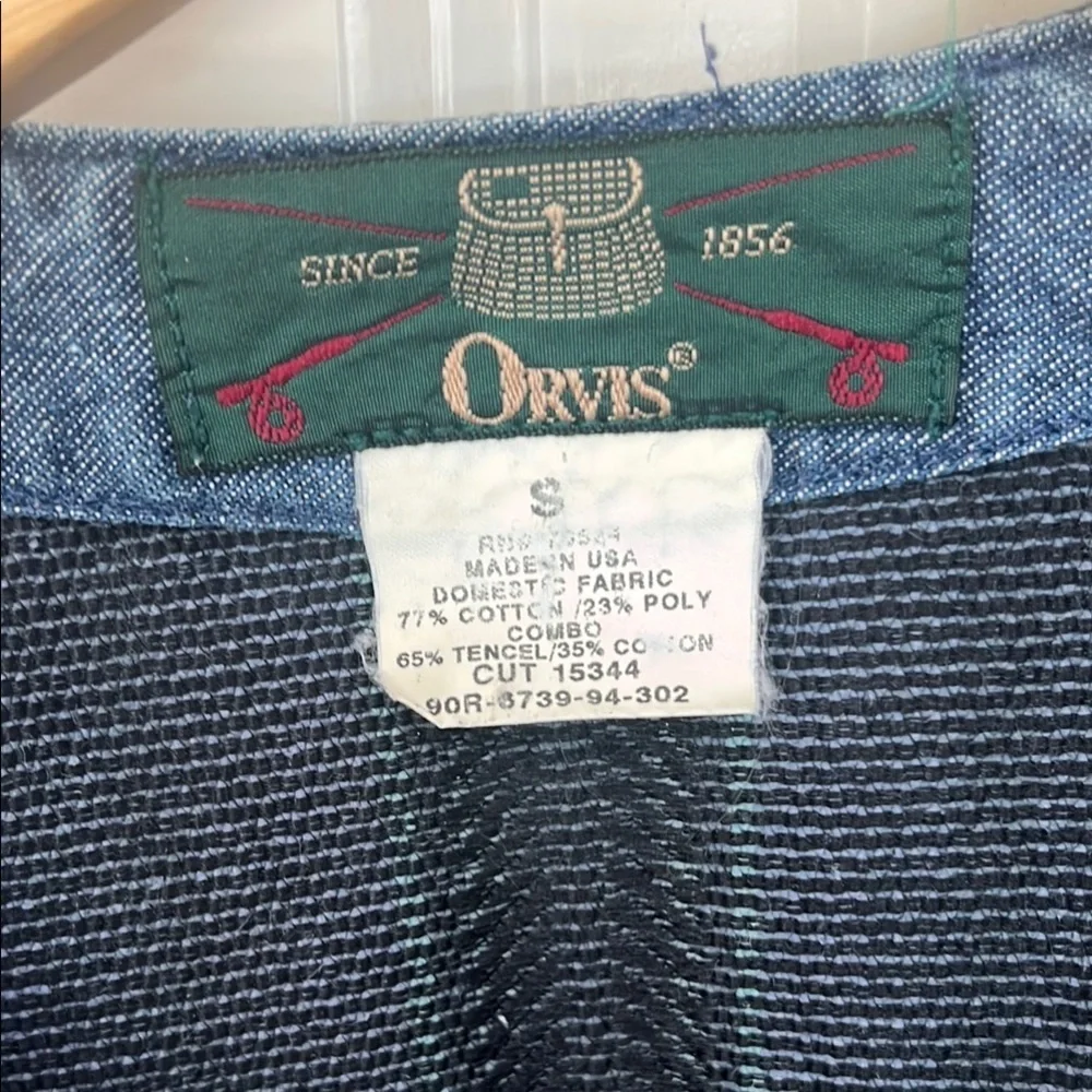 Orvis Vintage Tapestry Blue Striped  est with silver ornate buttons sz small - Picture 5 of 7